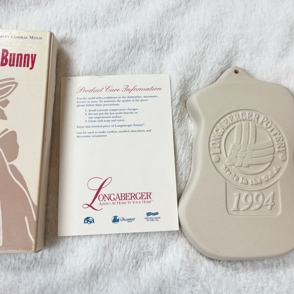 Longaberger Pottery 1994 Mama and Baby Bunny Easter Cookie Mold in Box Vintage - Picture 2 of 4
